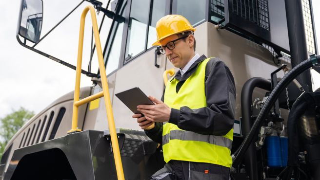 Worker in safety vest