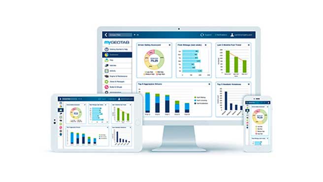 MyGeotab software application dashboard